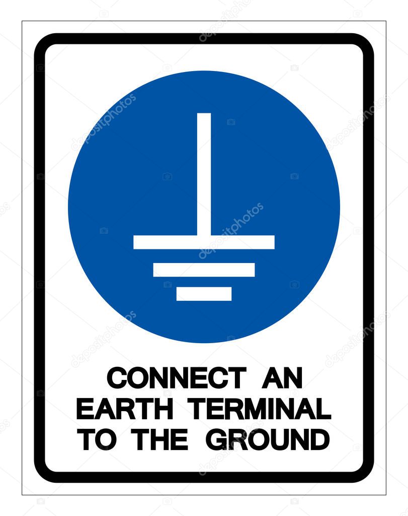 Connect An Earth Terminal To The Ground Symbol Sign,Vector Illustration, Isolated On White Background Label. EPS10 