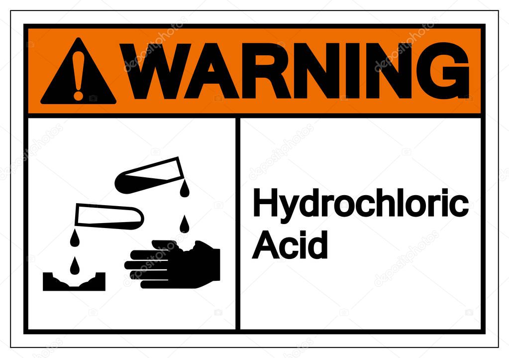 Warning Hydrochloric Acid Symbol Sign ,Vector Illustration, Isolate On White Background Label .EPS10 