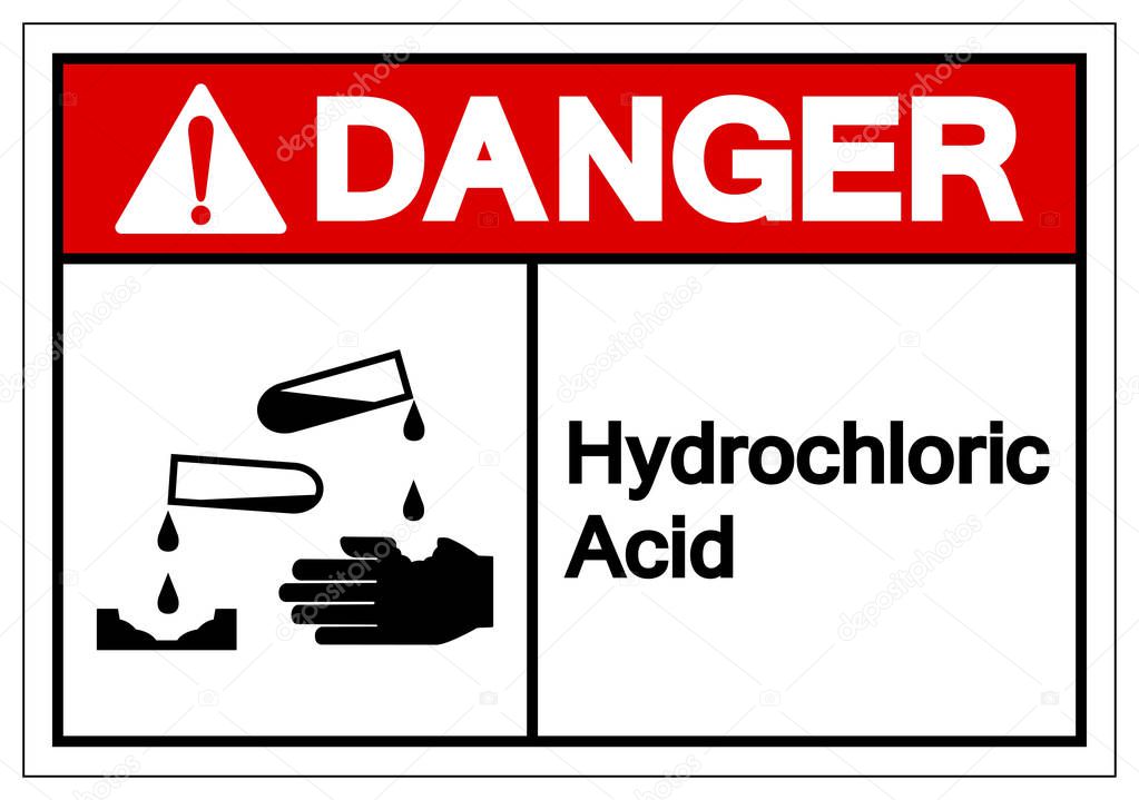 Danger Hydrochloric Acid Symbol Sign ,Vector Illustration, Isolate On White Background Label .EPS10 