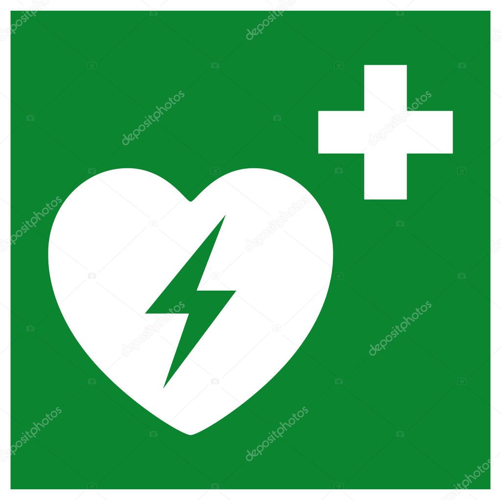 AED Automated External Defibrillator Symbol Sign, Vector Illustration, Isolate On White Background Label .EPS10 