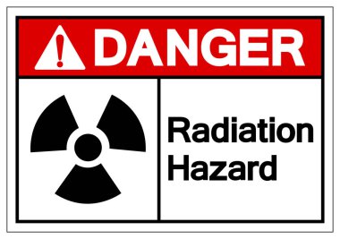 Tehlike Radyasyon Tehlike Sembolü Işareti, Vektör Çizim, Beyaz Arka Plan etiketi üzerinde izole. Eps10  