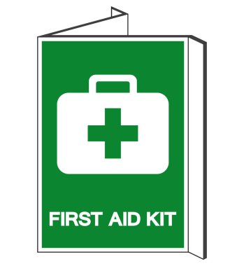 İlk Yardım Kiti Sembol İşareti, Vektör Çizimi, Beyaz Arka Plan Etiketini Yalıtın. Eps10 