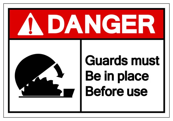 Danger Guards Must Be In Place Before Use Symbol Sign, Vector Illustration, Isolate On White Background Label. EPS10 — Stock Vector