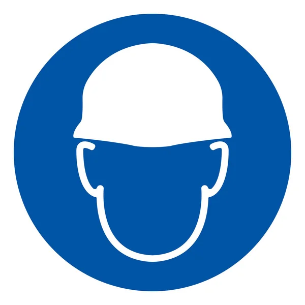 Use o sinal do símbolo da proteção da cabeça, ilustração do vetor, isolado na etiqueta de fundo branca. EPS10 — Vetor de Stock