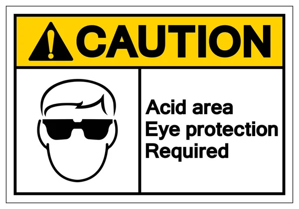 Avertissement Zone acide Protection oculaire Symbole requis Signe, Illustration vectorielle, Isoler sur l'étiquette de fond blanc. PSE10 — Image vectorielle