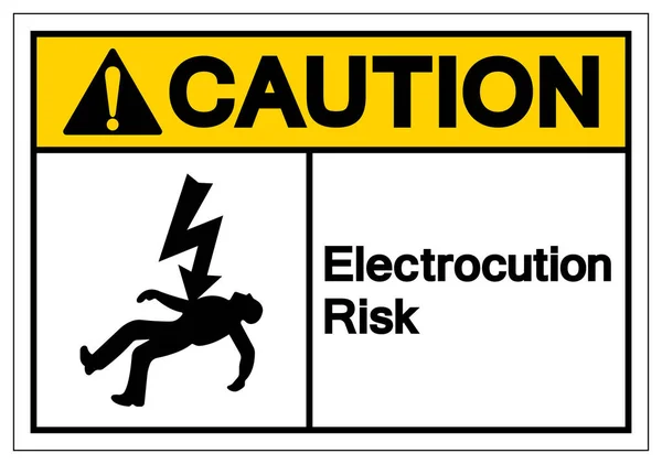 警告 电化风险符号符号、矢量插图、白色背景标签上隔离。Eps10 — 图库矢量图片