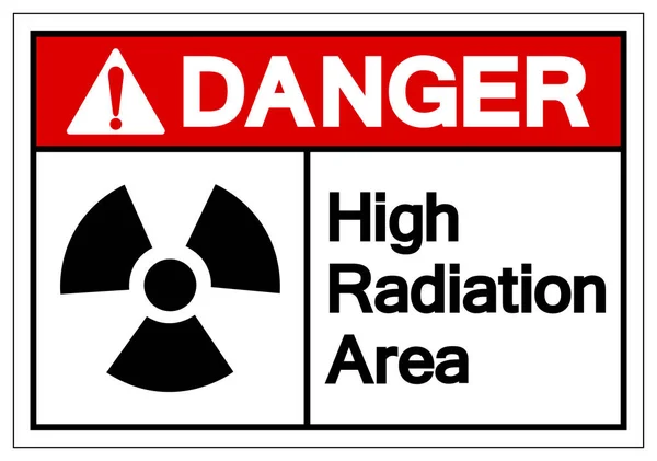 Nebezpečí: symbol oblasti vysoké radiace, vektorový obrázek, izolovat na bílém pozadí štítek. Eps10 — Stockový vektor