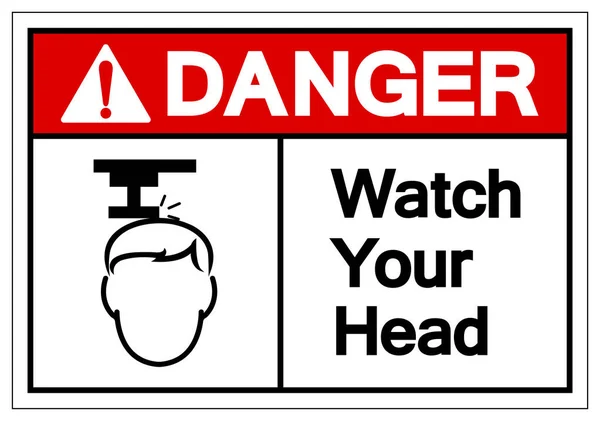 Κίνδυνος Παρακολουθήστε το σύμβολο συμβόλου του κεφαλιού σας, απεικόνιση διανύσματος, απομόνωση σε λευκή ετικέτα φόντου. Eps10 — Διανυσματικό Αρχείο