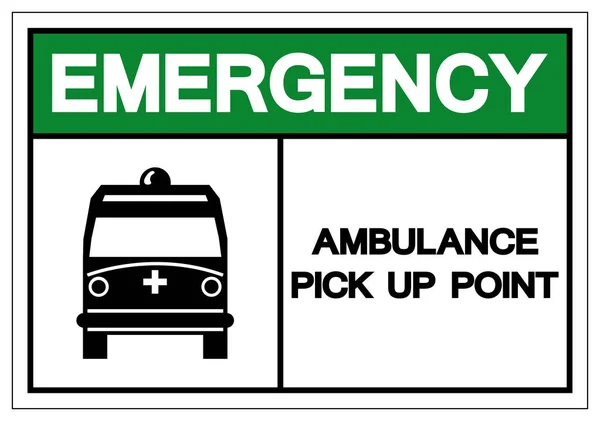 Nood ambulance pick-up punt symbool teken, vector illustratie, isoleren op witte achtergrond, label, pictogram. Eps10 — Stockvector