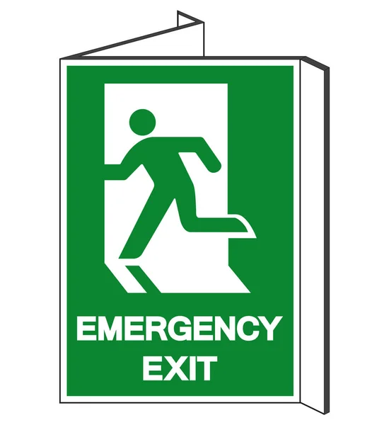 Signe de symbole de sortie d'urgence, illustration vectorielle, isoler sur l'étiquette de fond blanc. PSE10 — Image vectorielle