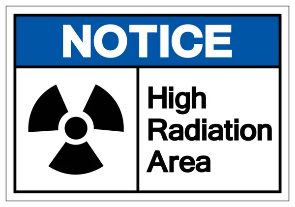 Notare Segno di simbolo ad alta area di radiazione, Illustrazione vettoriale, Isolare su etichetta di sfondo bianco. EPS10 — Vettoriale Stock