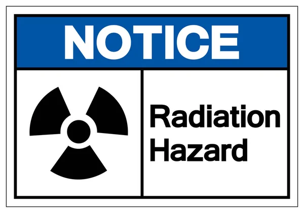 注意辐射危险符号符号、矢量插图、白色背景标签上的隔离。Eps10 — 图库矢量图片