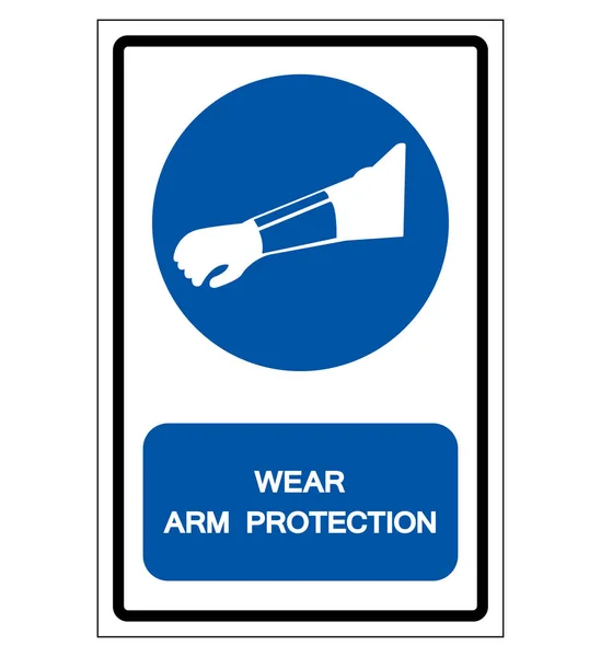 Use o sinal do símbolo da proteção do braço, ilustração do vetor, isolar na etiqueta de fundo branca. EPS10 — Vetor de Stock
