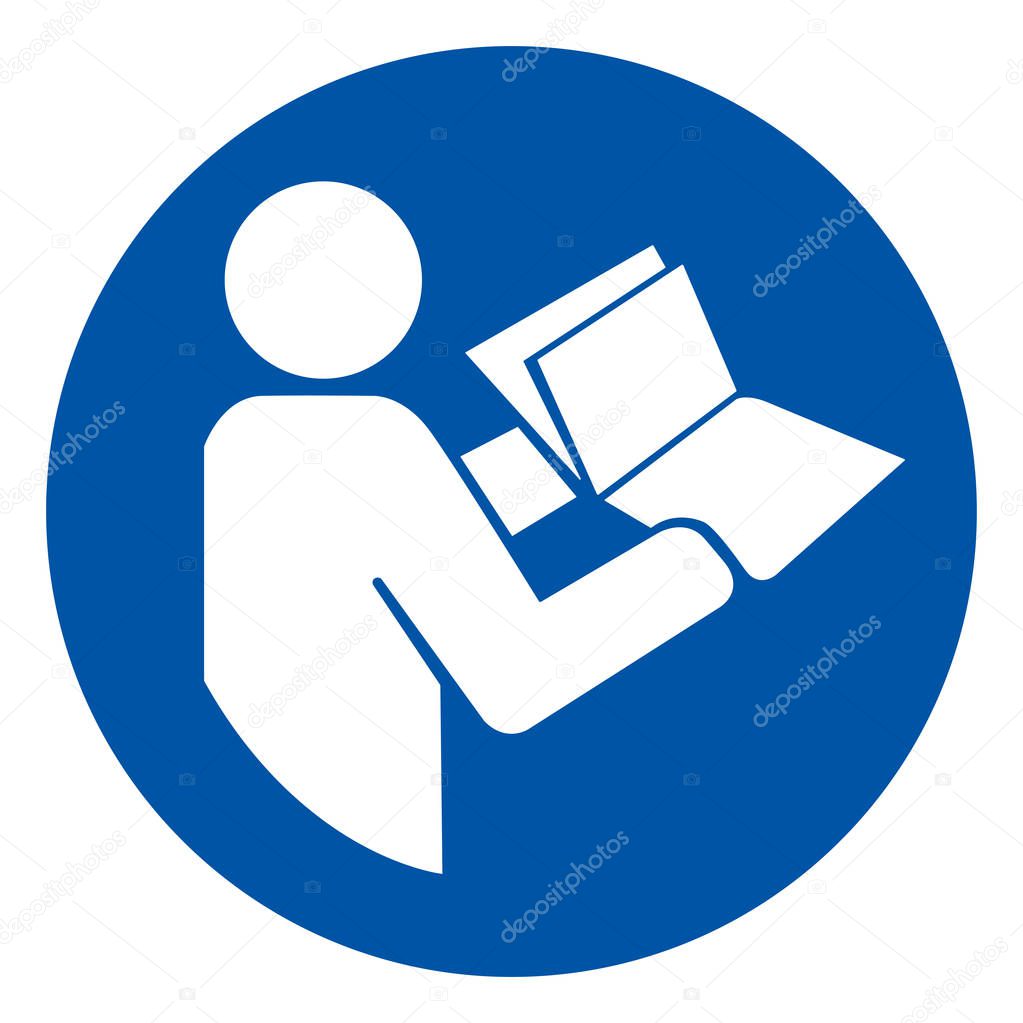 Refer Instruction Manual Booklet Symbol Sign,Vector Illustration, Isolated On White Background Label. EPS10