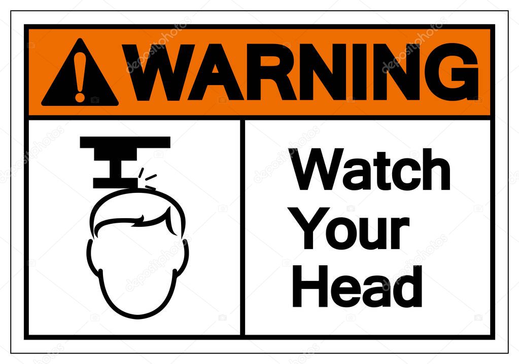 Warning Watch Your Head Symbol Sign, Vector Illustration, Isolate On White Background Label .EPS10 