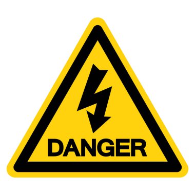 Tehlike Yüksek Voltaj Sembol İşareti, Vektör İllüzyonu, Beyaz Arkaplan Etiketinde İzolasyon. EPS10