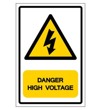 Tehlike Yüksek Voltaj Sembol İşareti, Vektör İllüzyonu, Beyaz Arkaplan Etiketinde İzolasyon. EPS10