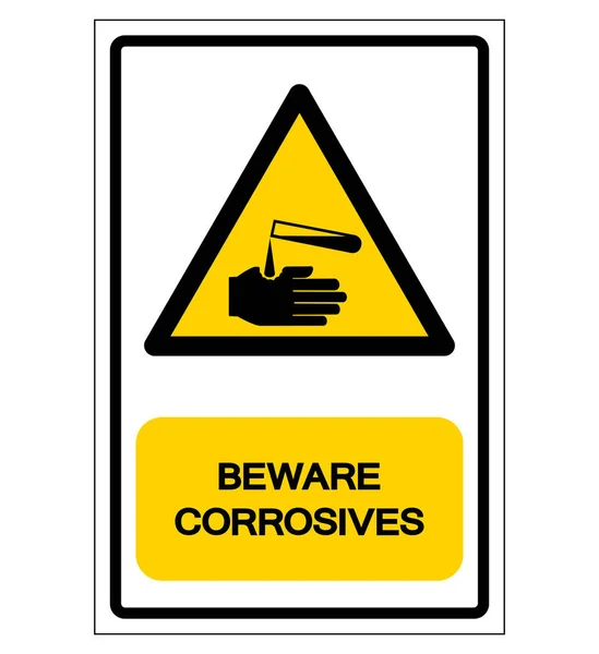 Beware Corrosives Symbol, Vector Illustration, Isolate On White Background Label. EPS10 — Stock Vector