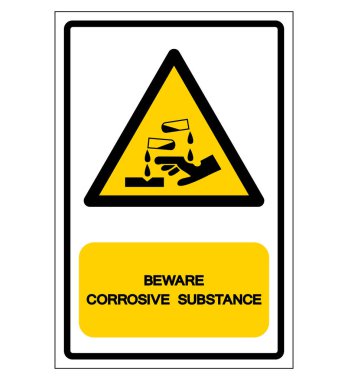 Aşındırıcı Madde Sembolüne dikkat edin ,Vektör Çizimi, Beyaz Arka Plan Etiketini İzole Edin. Eps10  