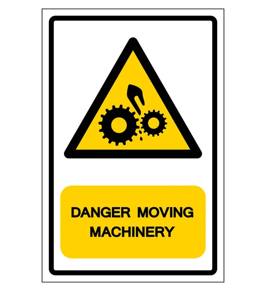 Sinalização do símbolo da maquinaria móvel do perigo, ilustração do vetor, isolar na etiqueta de fundo branca. EPS10 — Vetor de Stock