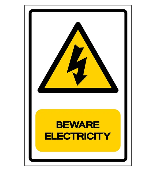 Attenzione segno del simbolo di elettricità, illustrazione vettoriale, isolato su etichetta di sfondo bianco. EPS10 — Vettoriale Stock