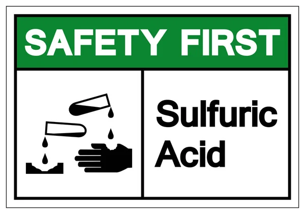 Sinal do símbolo do ácido sulfúrico da segurança primeiro, ilustração do vetor, isolar na etiqueta de fundo branca .EPS10 — Vetor de Stock