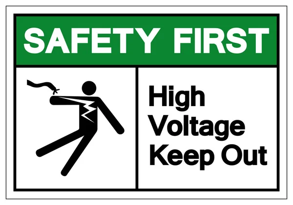 Seguridad primer alto voltaje mantener fuera signo de símbolo, ilustración de vectores, aislar en la etiqueta de fondo blanco .EPS10 — Archivo Imágenes Vectoriales