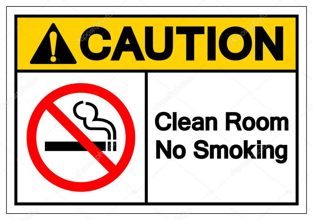Caution Clean Room No Smoking Symbol Sign, Vector Illustration, Isolate On White Background Label. EPS10 