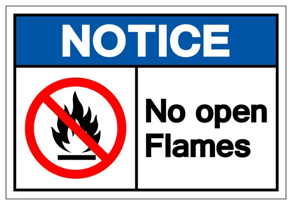 Notice No Open Flames Symbol Sign ,Vector Illustration, Isolate On White Background Label. EPS10 — Stock Vector