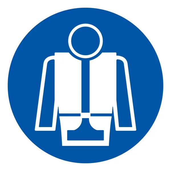 Use el signo de símbolo de chaleco salvavidas, ilustración de vectores, aislamiento en la etiqueta de fondo blanco .EPS10 — Vector de stock