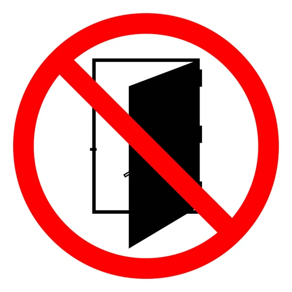 Não abra o sinal do símbolo da porta, ilustração do vetor, isole na etiqueta de fundo branca .EPS10 — Vetor de Stock