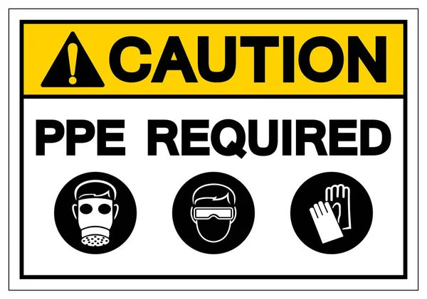Caution PPE Required Symbol Sign, Vector Illustration, Isolate On White Background Label. EPS10 — Stock Vector