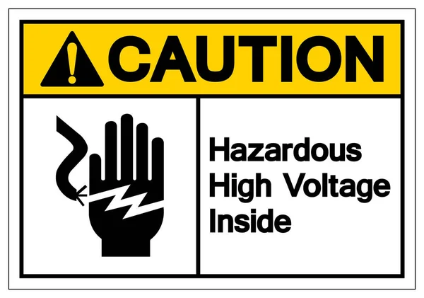 Осторожно Опасное высокое напряжение внутри знака символа, векторная иллюстрация, изолировать на белом фоне этикетки. S10 — стоковый вектор