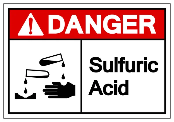 Sinal do símbolo do ácido sulfúrico do perigo, ilustração do vetor, isolar na etiqueta de fundo branca .EPS10 — Vetor de Stock