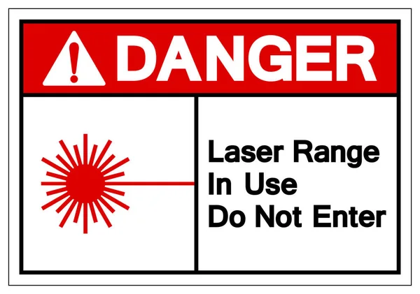 Rango láser de peligro en uso No ingrese el signo de símbolo, la ilustración de vectores, aislar en la etiqueta de fondo blanco. EPS10 — Vector de stock