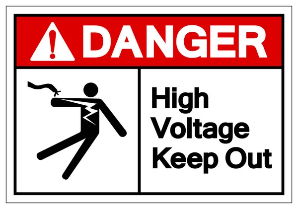 (Inggris) Danger High Voltage Keep Out Symbol Sign, Vector Illustration, Isolate On White Background Label .EPS10 - Stok Vektor