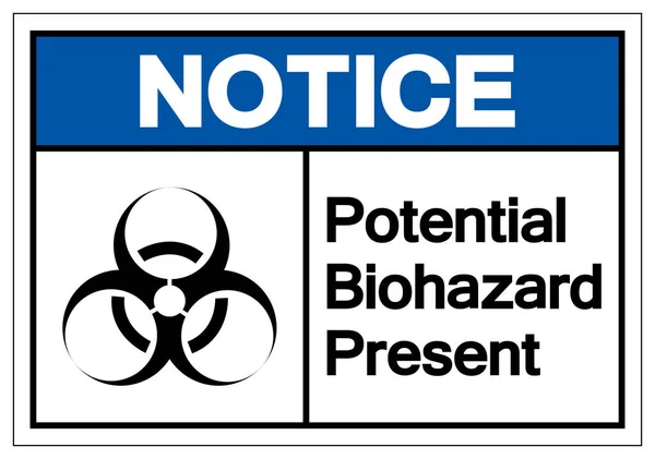 Közlemény potenciális Biohazard jelen szimbólum jele, Vector illusztráció, izolált fehér háttér Label. Eps10 — Stock Vector