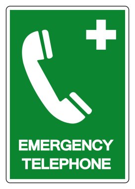 Acil Telefon Sembol İşareti, Vektör İllüzyonu, Beyaz Arkaplan Etiketinde İzole EPS10. 