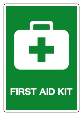 İlk Yardım Kiti Sembol İşareti, Vektör Çizimi, Beyaz Arka Plan Etiketini Yalıtın. Eps10 