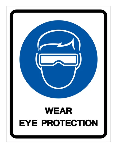 Tragen Augenschutz-Symbol Zeichen, Vektorabbildung, isolieren auf weißem Hintergrund Etikett .eps10 — Stockvektor