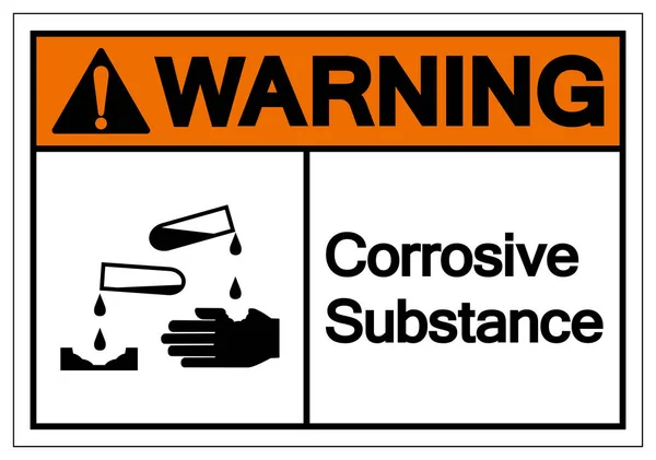Aviso Sinal de Símbolo de Substância Corrosiva, Ilustração de Vetor, Isolar na Etiqueta de Fundo Branco. EPS10 —  Vetores de Stock