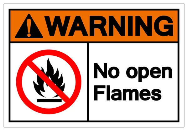 Warning No Open Flames Symbol Sign ,Vector Illustration, Isolate On White Background Label. EPS10 — Stock Vector