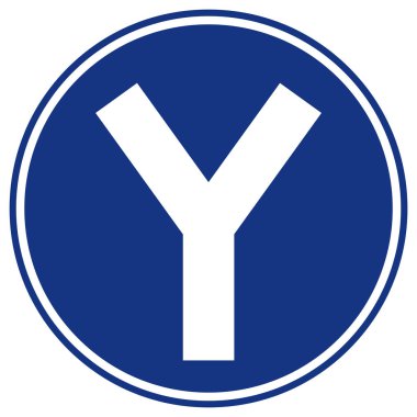 Y -Kavşak Trafik Yolu İşareti,Vektör Çizimi, Beyaz Arka Plan simgesinde yalıtMa. Eps10 