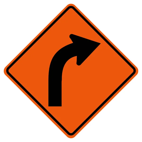 Curved Right Traffic Road Sign, Vector Illustration, Isolate On White Background, Symbols, Icon. S10 — стоковый вектор