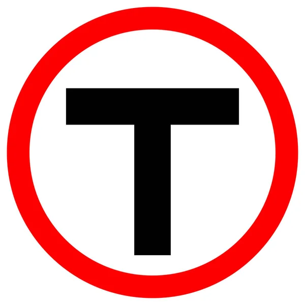 T-Junction Traffic Road Sign, Vector Illustration, Isolate On White Background, Symbols, Icon. S10 — стоковый вектор