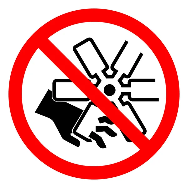 Risco de lesão de corte de dedos ou sinal de símbolo de ventilador do motor de mão, ilustração do vetor, isolar na etiqueta de fundo branco .EPS10 — Vetor de Stock