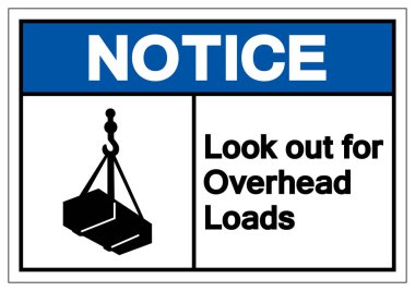 Notice Look Out For Overhead Loads Symbol Sign, Vector Illustration, Isolate On White Background Label. EPS10   clipart