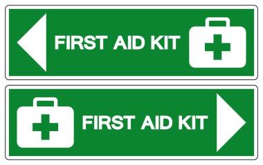 İlk Yardım Kiti Sembol İşareti, Vektör Çizimi, Beyaz Arka Plan Etiketini Yalıtın. Eps10 