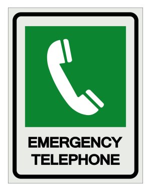 Acil Telefon Sembol İşareti, Vektör İllüzyonu, Beyaz Arkaplan Etiketinde İzole EPS10.
