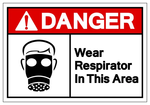 Κίνδυνος φθοράς αναπνευστήρας σε αυτή την περιοχή σύμβολο συμβόλου, εικόνα διάνυσμα, απομόνωση σε λευκό φόντο ετικέτα. Eps10 — Διανυσματικό Αρχείο